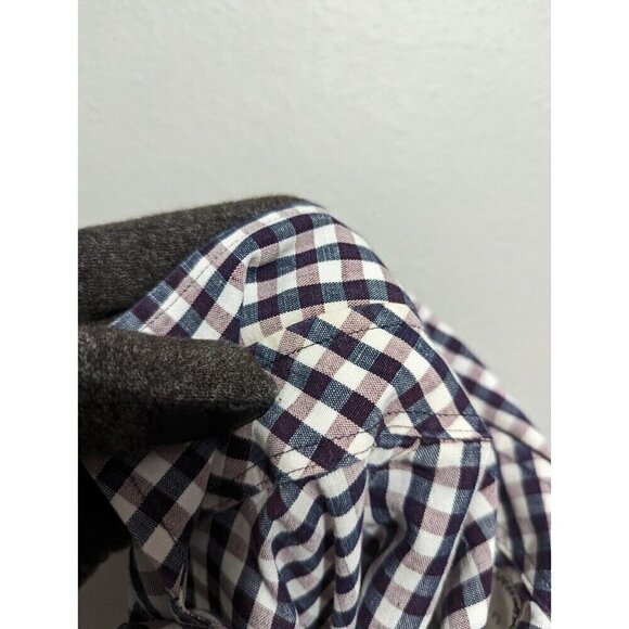 Billy Reid Shirt XL Standard Cut Linen Blend? Long Sleeve Button Colorful Check - Picture 8 of 14